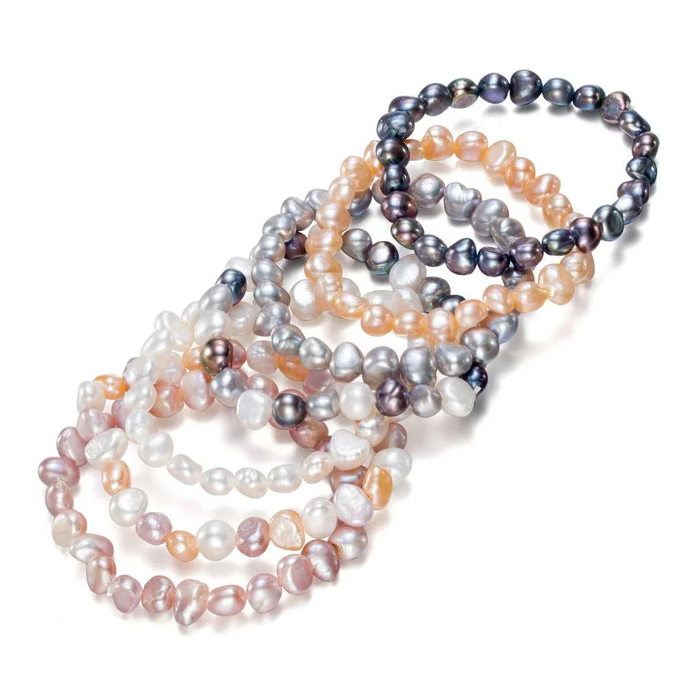 
New Fashion white pink black grey multi color AA real natural freshwater baroque pearl bracelet for sale 