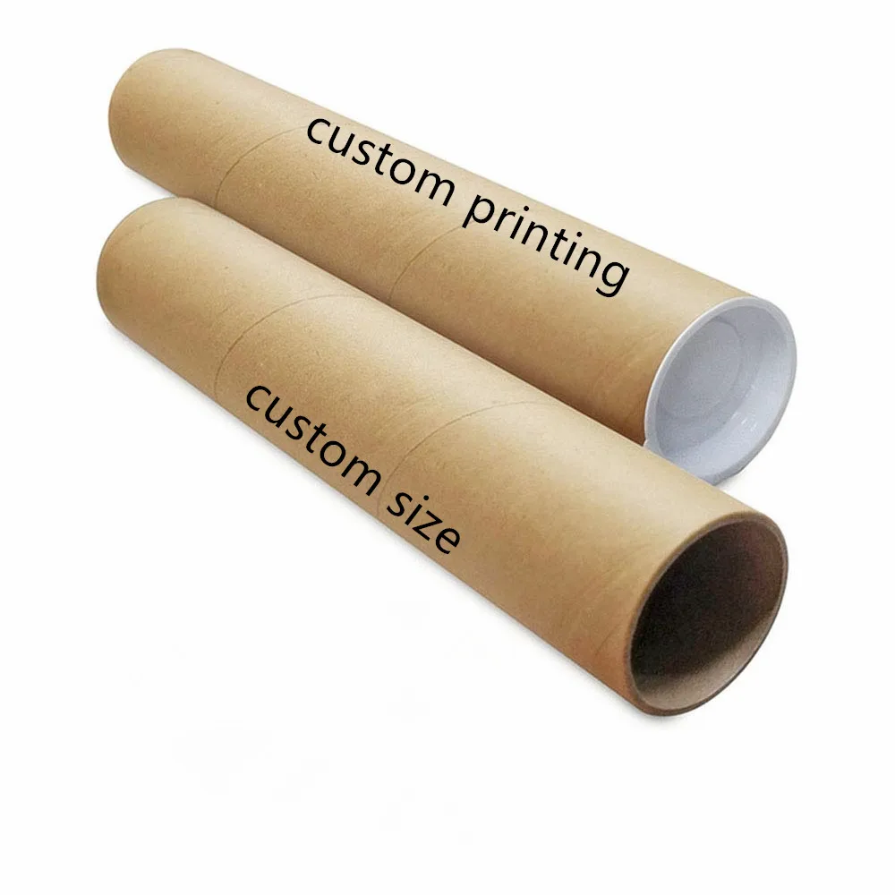 Logo Printed Custom Heavy Duty Kraft Mailing Tubes,Cardboard Shipping Tubes With Cardboard End Cap