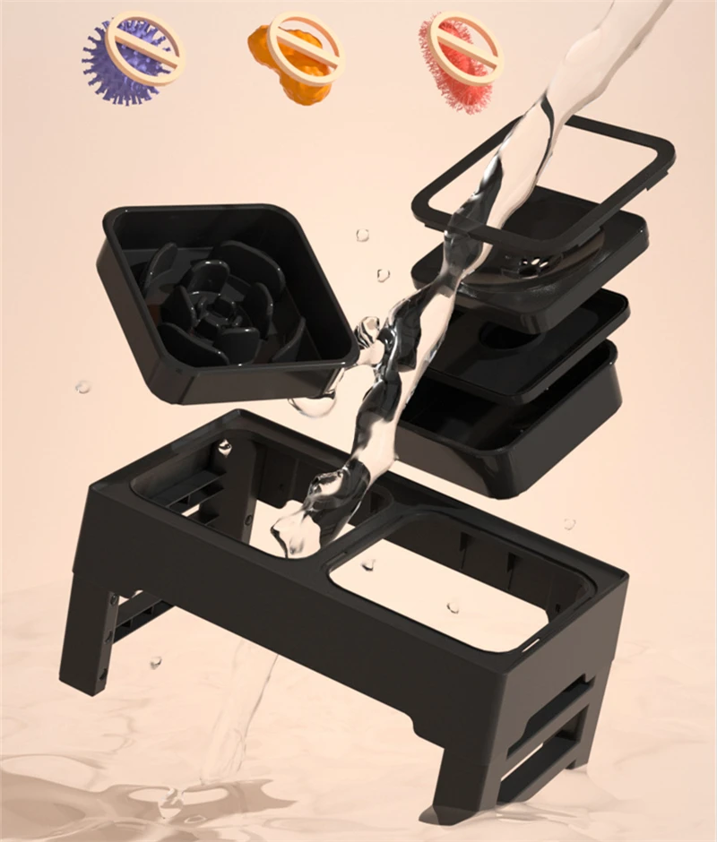 Elevated dog bowl adjustable height dog slow food bowl bracket anti-slip dog bowl adjustable to 3 height