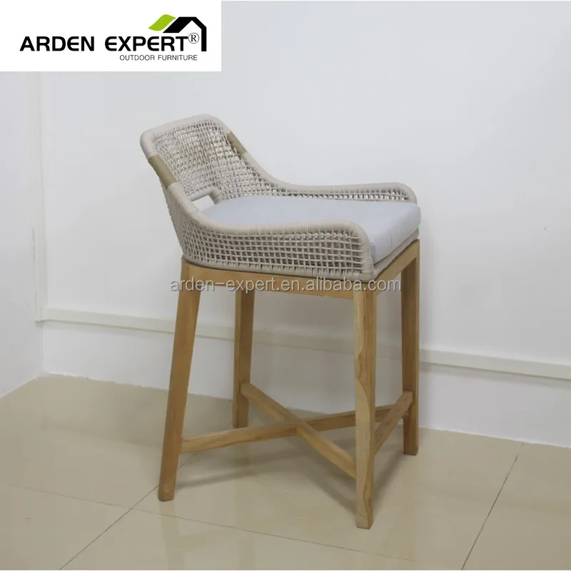 Rope Counter Stools Teak Counter Chairs High Chairs Garden Counter  Bar Stools Outdoor Patio Solid Wood Teak Wood Bar Chairs