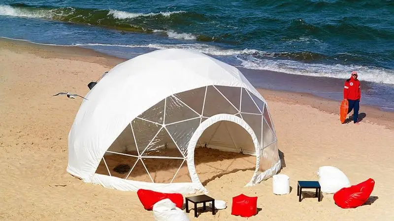 Wholesale Outdoor Igloo Geodesic Dome Ball Tent with PVC Roof Cover Convenient Bathroom Features for Glamping