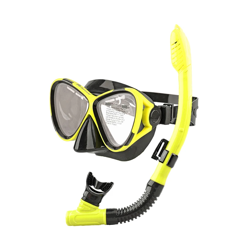 Profional Anti-Splash Silicone Snorkeling and Scuba Diving Goggles for Adults Dry Top Snorkel Mask Set for Swimming