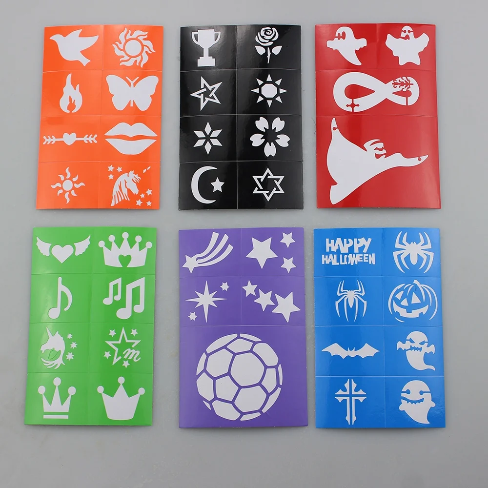 Golden Adhesive Stencils Reusable Body Tattoo and Face Paint Stencils