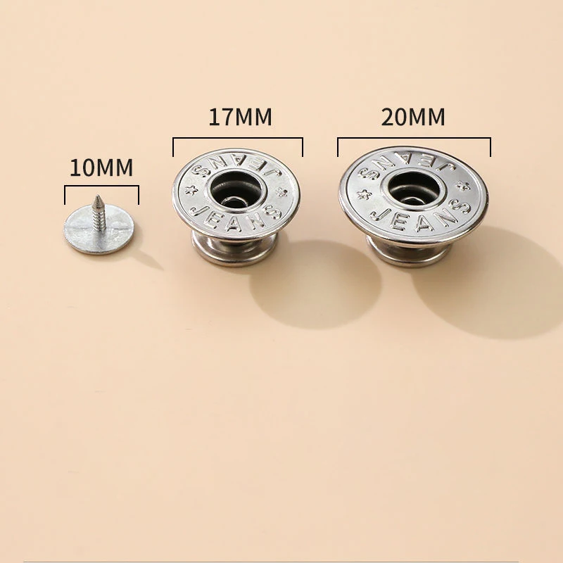 Custom Logo Jean Button Wholesale Garment Accessories Easy to Use Engrave Brand Detachable Metal Zinc Alloy Sustainable 50 Sets