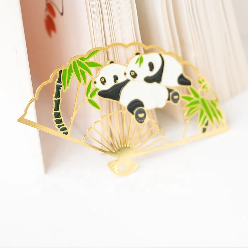 Delicate Chinese Style Souvenir Gifts Custom Metal Bookmark Giant Panda Pendant Bookmarks