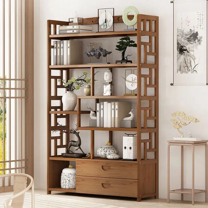 Solid wood new Chinese style tea display cabinet decoration cabinet tea set shelf living room bookshelf factory custom wholesale