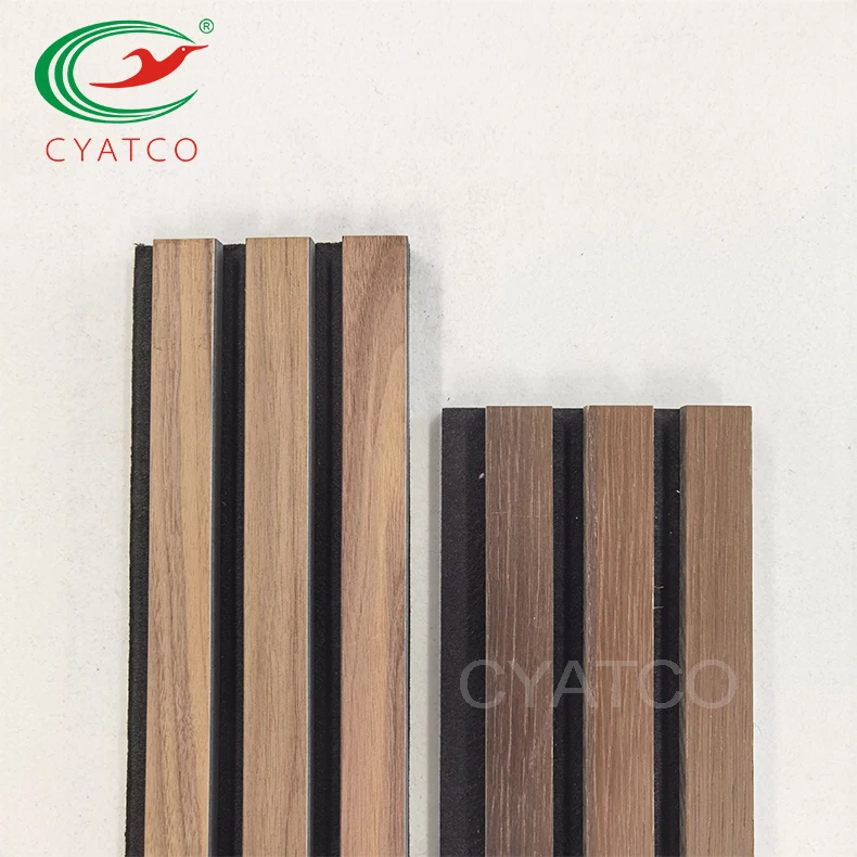 Custom Color Wall Decor Buy Interior Booth Wood Veneer Sound Proof Boards Foam Polyester Fiber MDF Felt Wood Slat Acoustic Wall