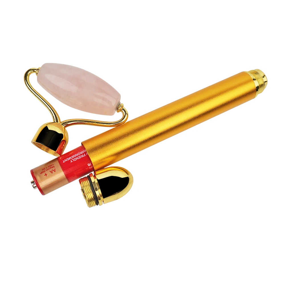 100% Natural Rose Quartz Electric Jade Roller Facial Massager for Face Massage