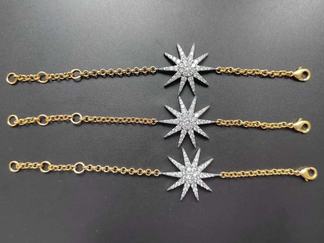 Custom 925 sterling silver women bracelet ,18k gold plated Jewerly adjustable size bracelet for women with CZ