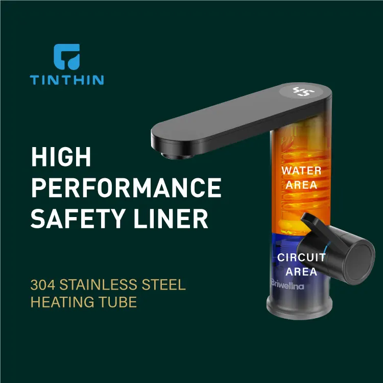 Briwellna Heating Tap LED Digital Display Basin Mixer Tap 2 in 1 Instant Electric Water Heater Tap Single Lever Geyser Faucet