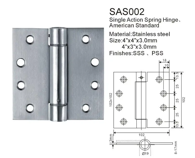 Stainless steel 201/304 American Standard Single Action Spring Hinge