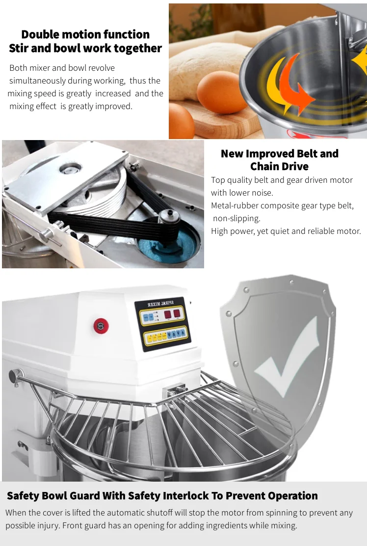 Automatic industrial bakery italy cheap horizontal wheat flour bread 100kg spiral dough mixer machine commercial 100 kg /batch