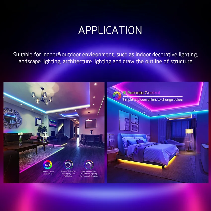 Smart Bt Wifi 5m 10m Waterproof Light Tv Music Sync Flexible Smd Rgb LED Color Box DC 12V Luces Led Copper 80 3M 30 Leds 50000