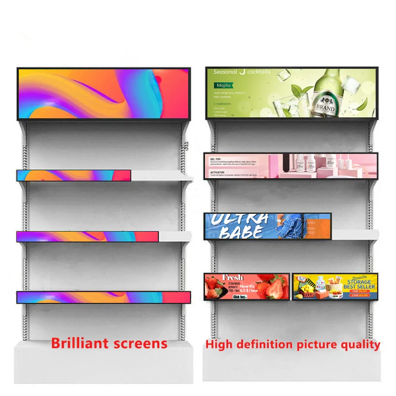 Strip display indoor stretching strip wide LCD shelf advertising screen retail shore