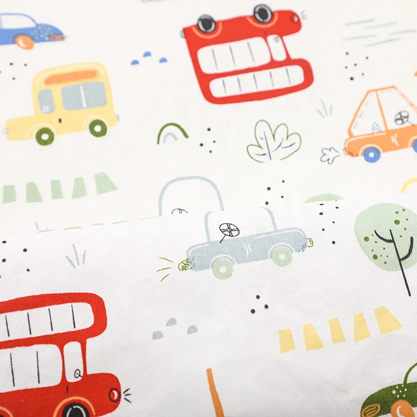 Wholesale Soft Hand Feel Pure Printed Cotton with Car Designs