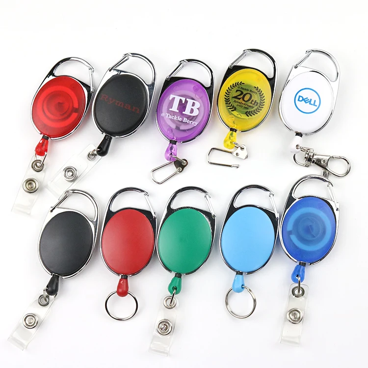 
Custom Epoxy Logo Retractable Yoyo Id Plastic Badge Holder Reel Stainless Steel Wire With Key Ring 