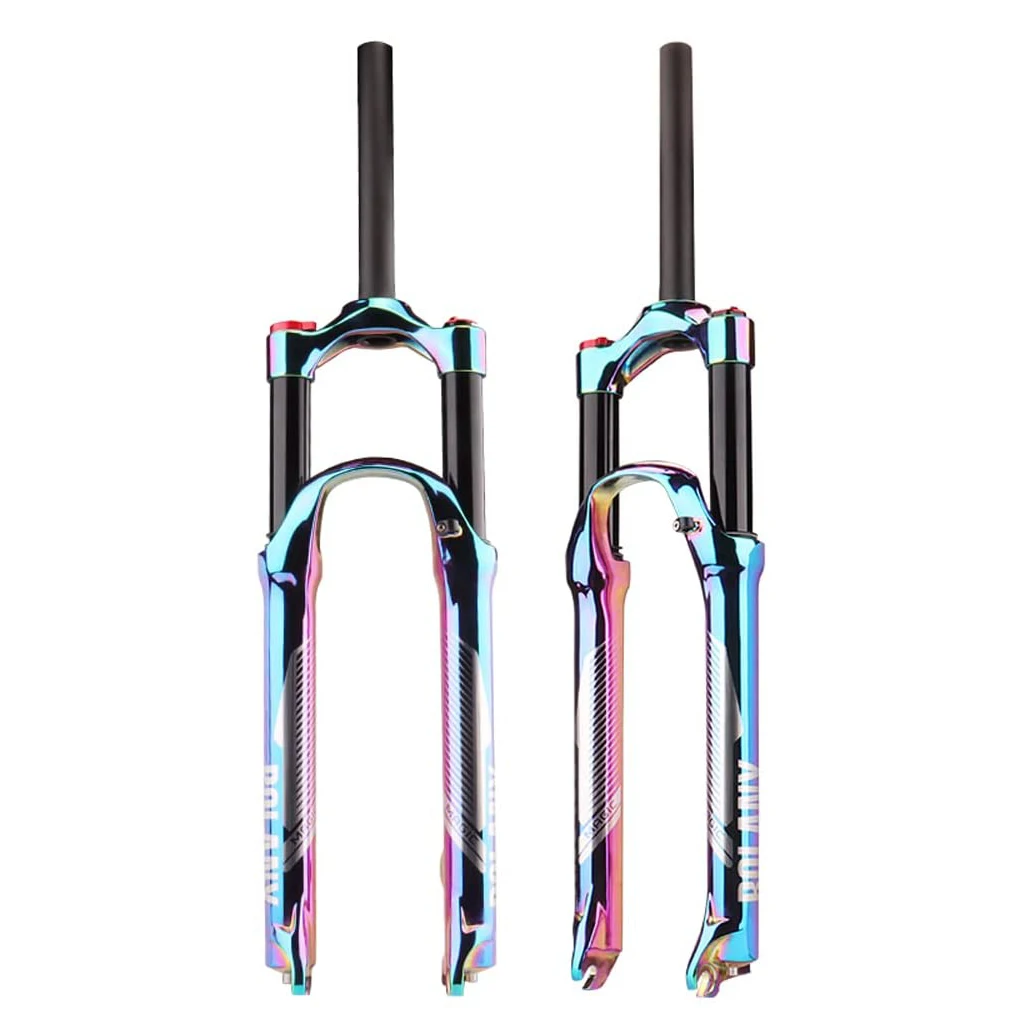 27.5/29 inch 120mm Rainbow Suspension Air Fork Aluminum Alloy Straight Steerer Vacuum Plated Colorful MTB Bike Front Fork
