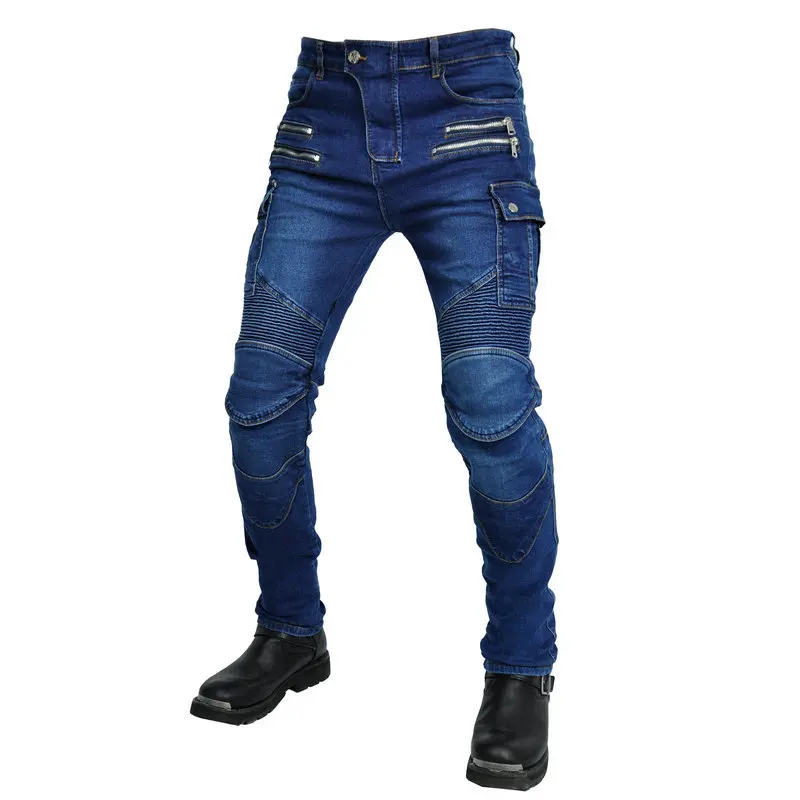 New Vintage Green Biker Workwear Multi-Pocket Fall-Proof Motorcycle Riding Pants for Men
