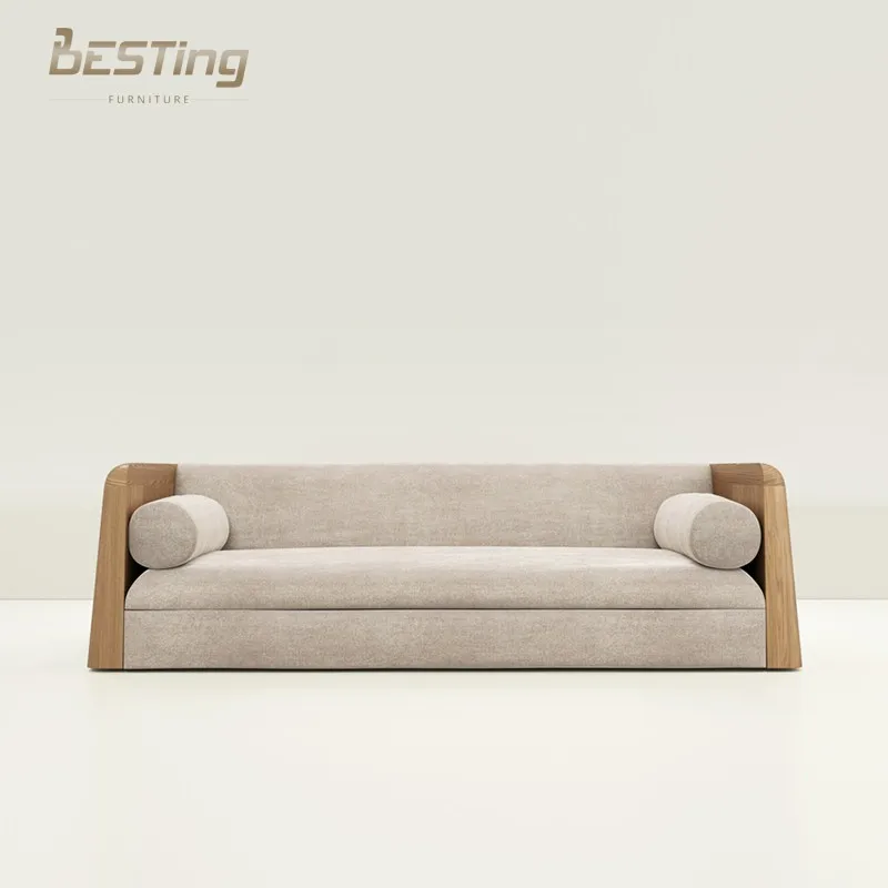 Modern Wabi-Sabi Design Sofa Solid Wood Frame with Customizable Fabric for Living Room sofa