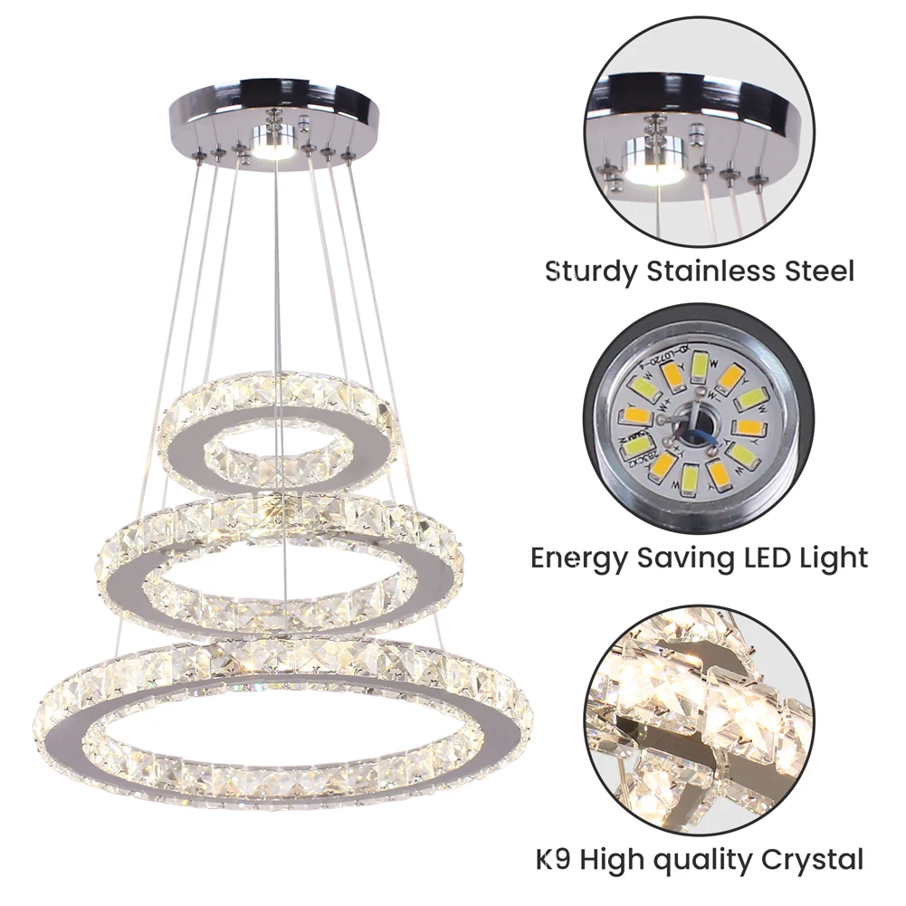High Quality Light Energy Saving Crystal Chandelier Pendant Light For Dining Table Large Round Nordic Modern Living Room