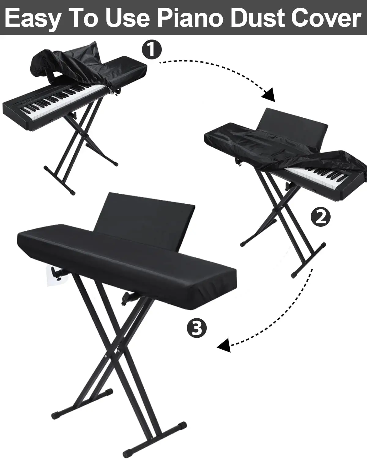 Water Proof Stretchy Digital Piano Keyboard Dust Drum Cover Full Cover Elastic Lock Dustproof Piano Protector Cover