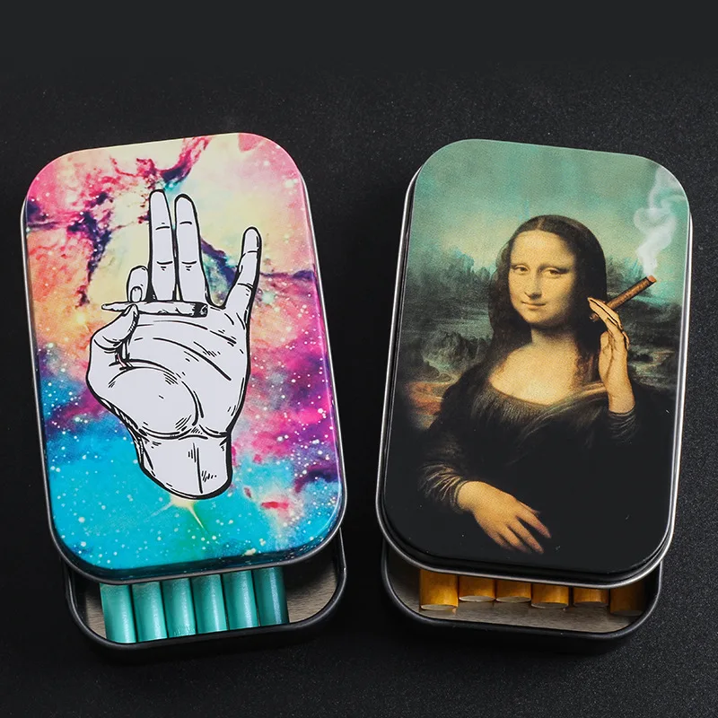 Fashion Tin Storage Box Tobacco Humidor Rolling Paper Box Cigarettes Cases Boxes Holder Smoking Accessories