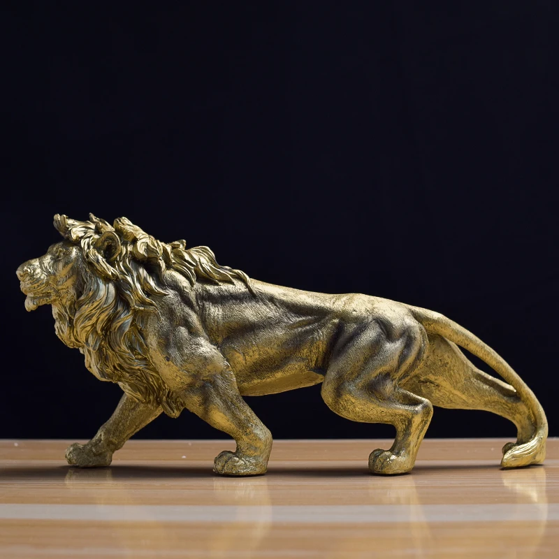 SE7 Customized Safari Party Decoration Simulated Marble Stone Gold Desk Decor Home Lion Statue