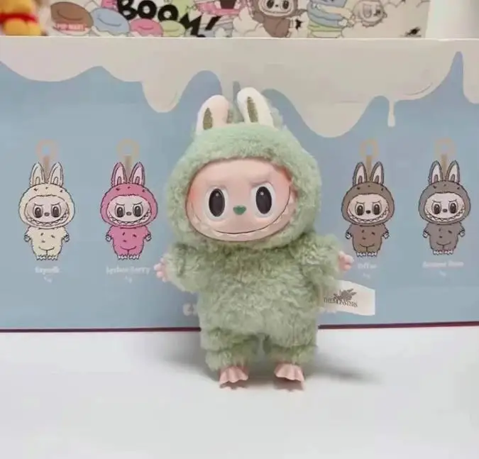 New arrive labubu popmart toys macaron toys anime action figure labubu blind box toys for decoration labubu mini keychain