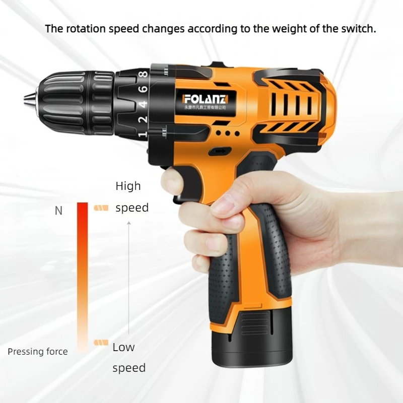 22pcs 12V 2000MAH Li-ion Battery Portable Cordless Electric Drill with Variable Speed 10mm Brushless 12V Voltage OEM ODM Product