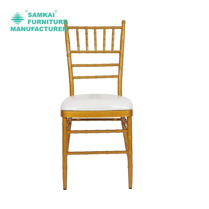 SK-YHY-A002 Premium Gold Finish Chiavari Steel Banquet Chairs Elegant Design Stackable Event Seating USA Wedding Venue Furniture