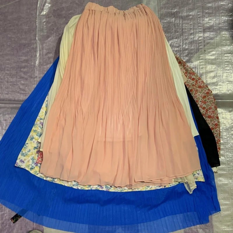 Wholesale factory used hot sale comfortable long summer  A-Link high waist silk skirt casual clothing for lady