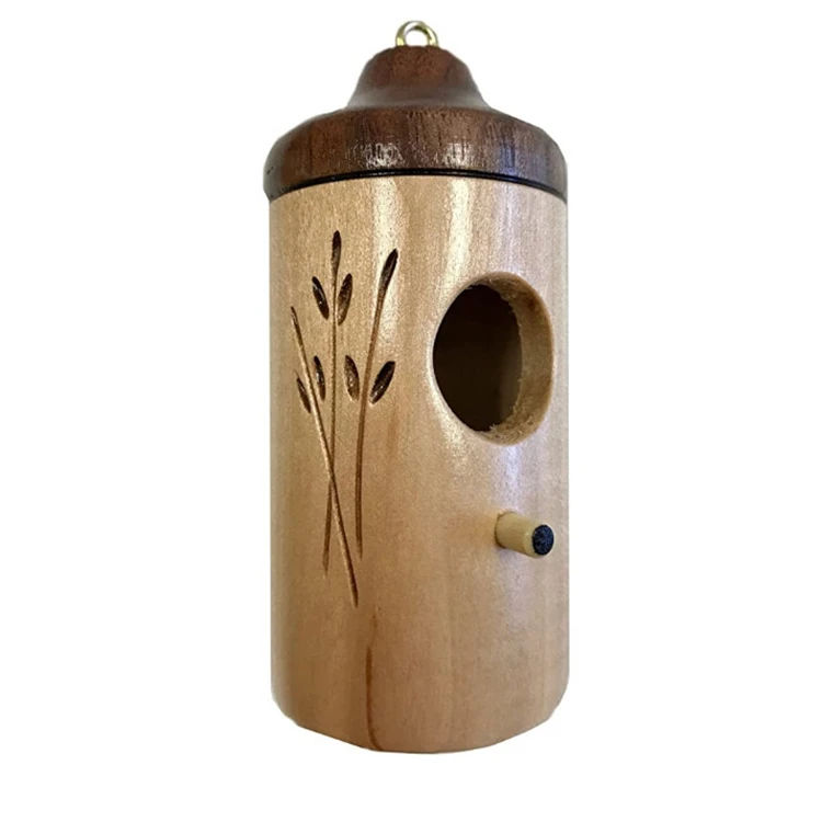 
Hummingbird house crafted dark top safe beautiful hand carved wood bird house 