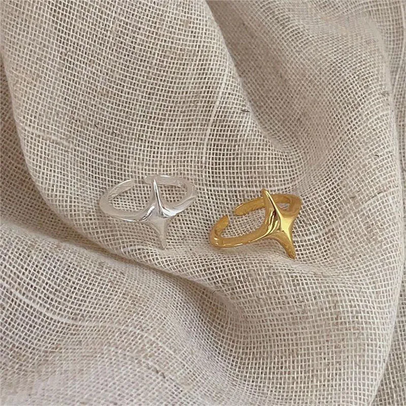 Wholesale New Fashion Star Shape Gold Silver Finger Rings For Women Real 925 Sterling Silver Gifts Fine Jewelry