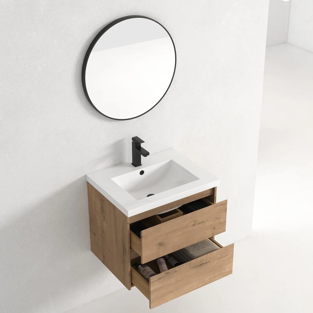 Шкаф для ванной комнаты с полимерной раковиной и настенным