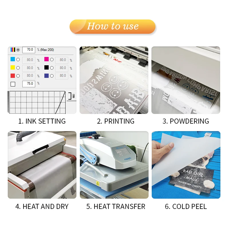 Manufacturer Premium DTF Pet Film White Transfer Pigment DTF Ink 1000ml for A3 Film DTF L1800 Printer T-shirt Transfer Printing