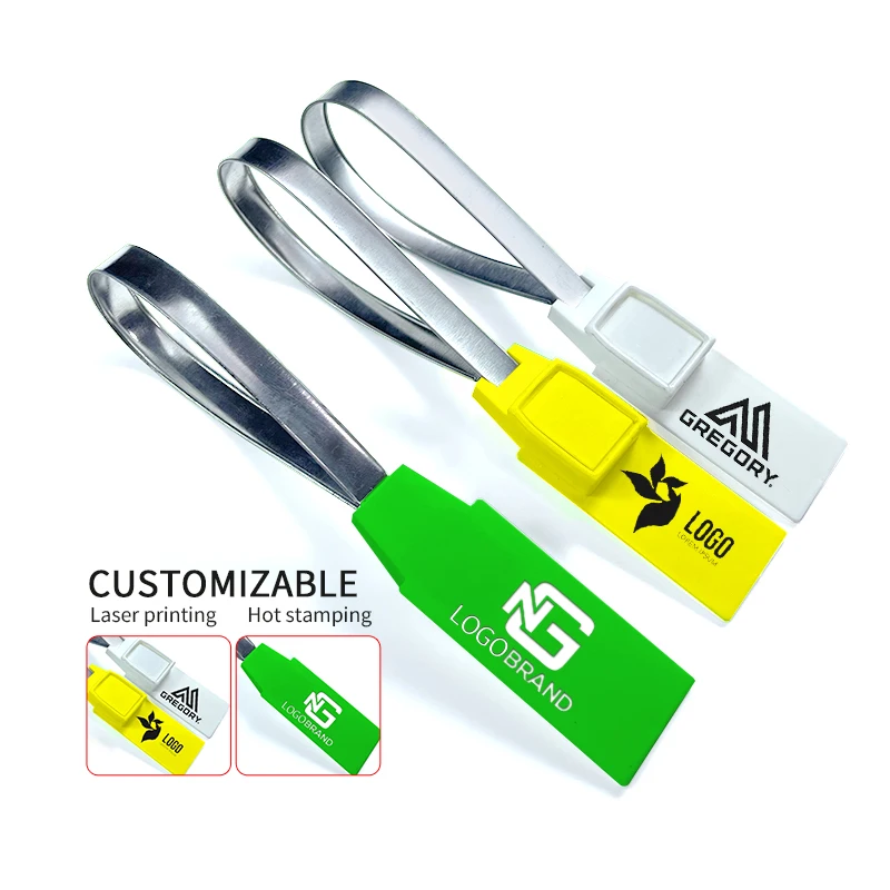 Self-lock Metal Insert Seal Pull Tight Strap with Printing Flat Head Numbered Strip