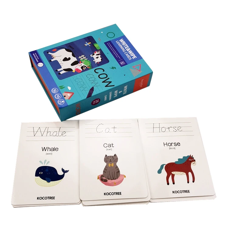 Custom Color Educational Animal Alphabet Sight Words Kids Early Learning Compact Printing Flash Card