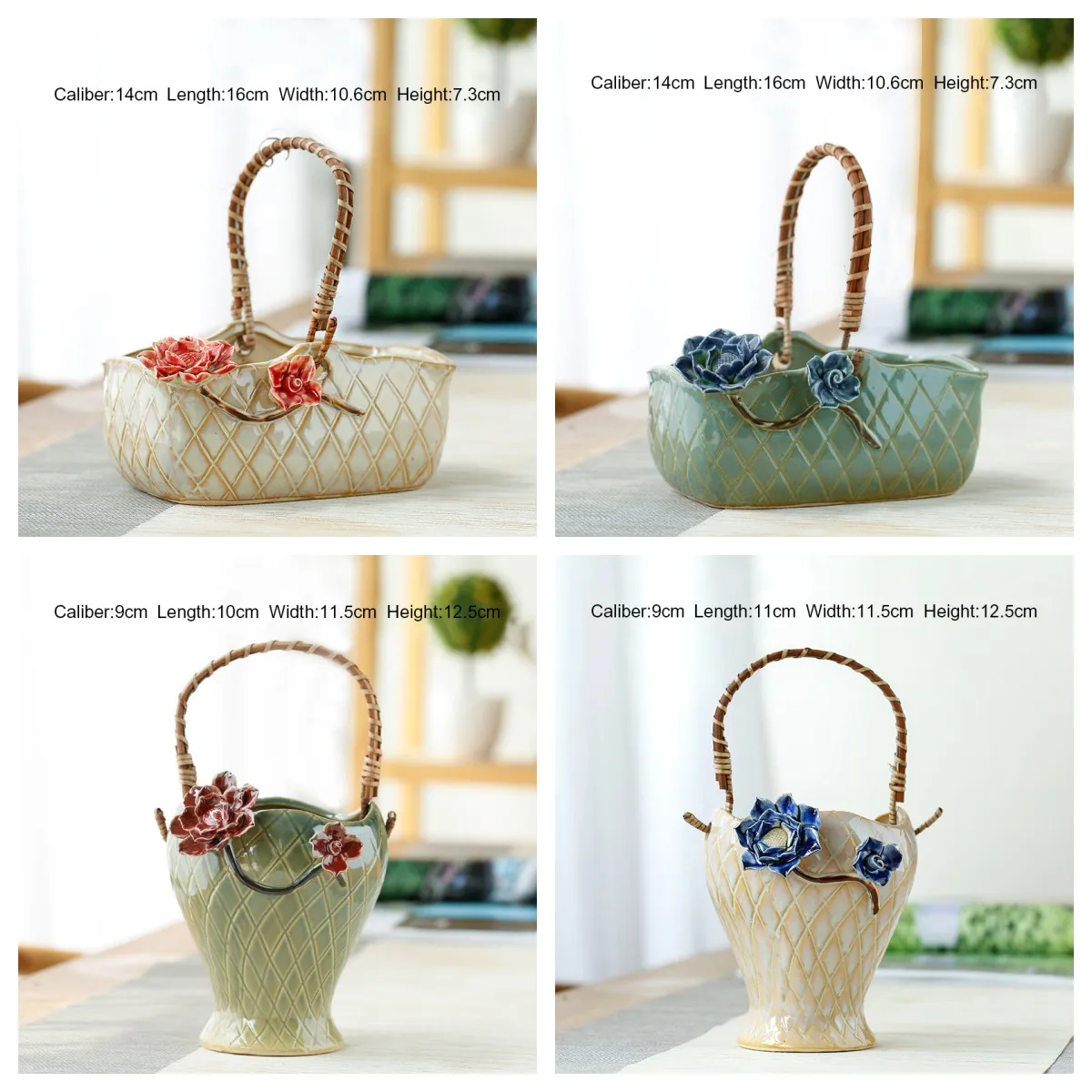 Wholesale Basket Design Ceramic Korean Succulent Plant Flower Pots