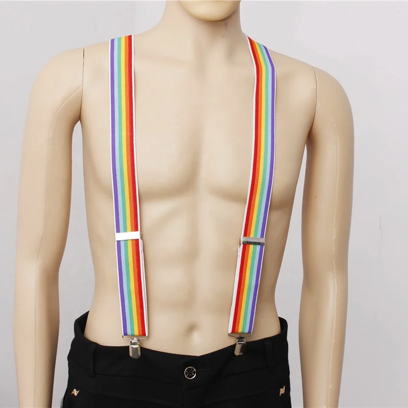 Подтяжки радужные мужские, подтяжки для брюк, носков, пояса, рубашек, праздничные подарочные