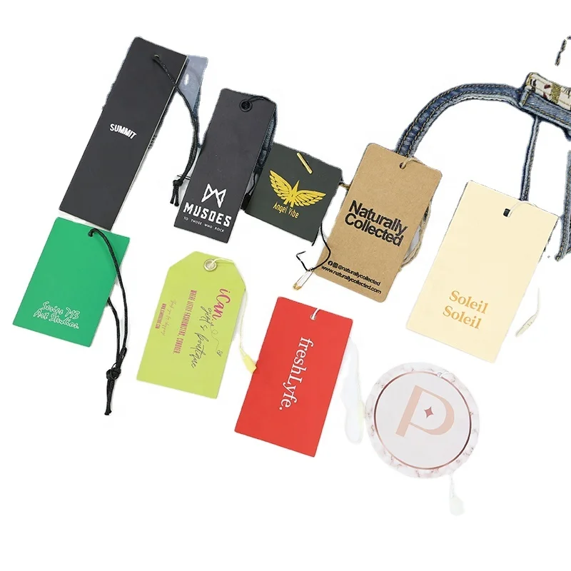 Garment tag logo paper Label Customize thick hang tag deliver first Cotton fabric Black cardboard clothing paper tag