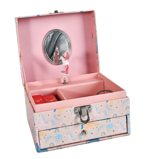 Cherry custom LOGO size Princess ballerina Jewelry Boxes storage jewellery girl small music box