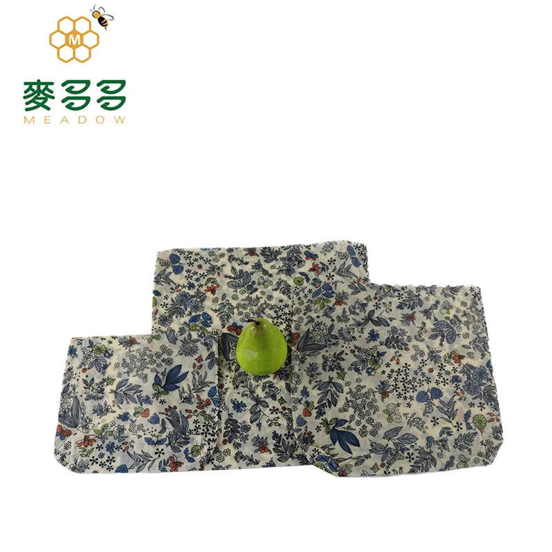 Reusable Beeswax Food Storage Wrap Sustainable No Plastic Alternative to Bowl Cover Waxed Cotton Cloth for Sandwich Wrapping
