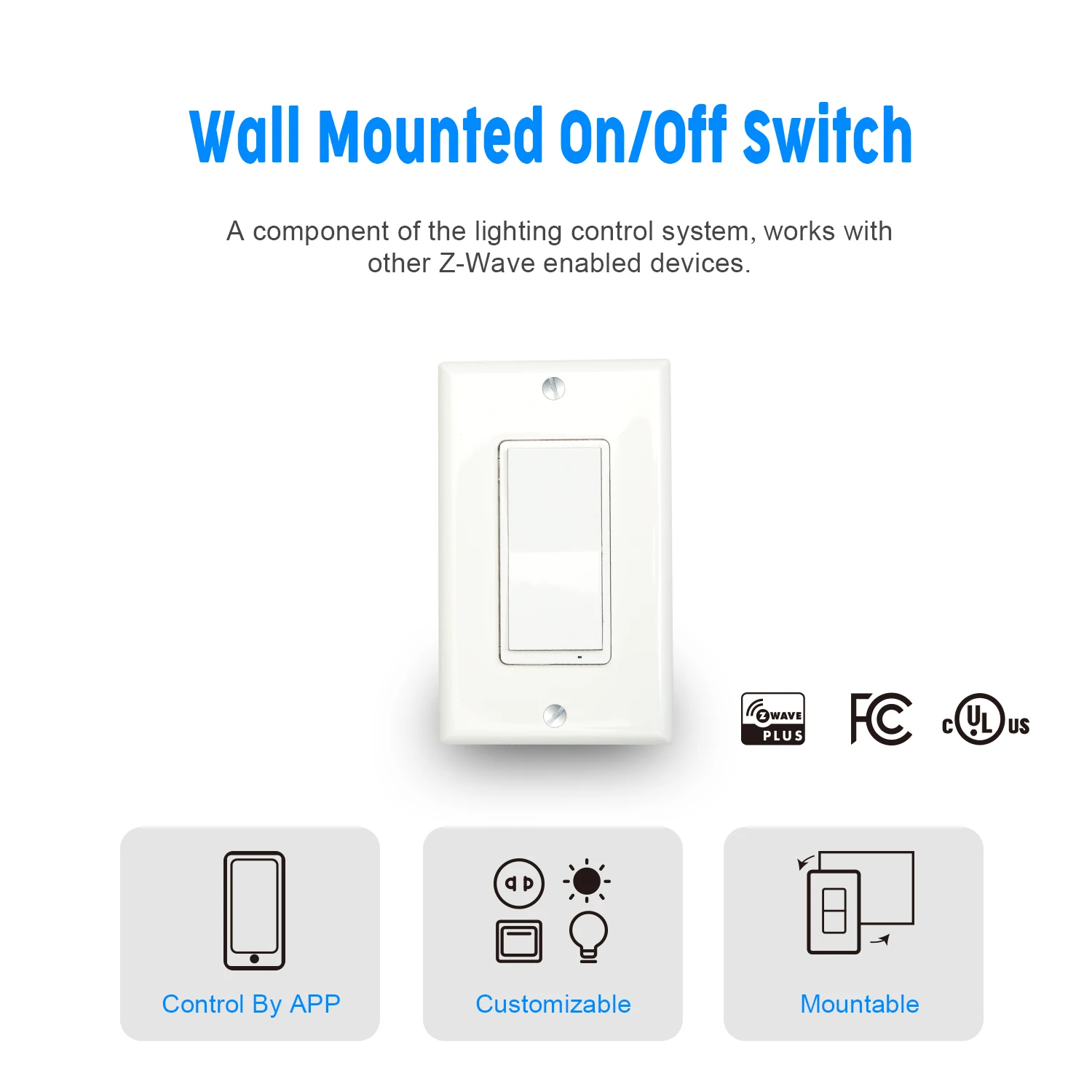 Zwave On Off Smart Switch Z Wave Luxury Hotel Switch Controller White 3 Way LED Light Wall Switches