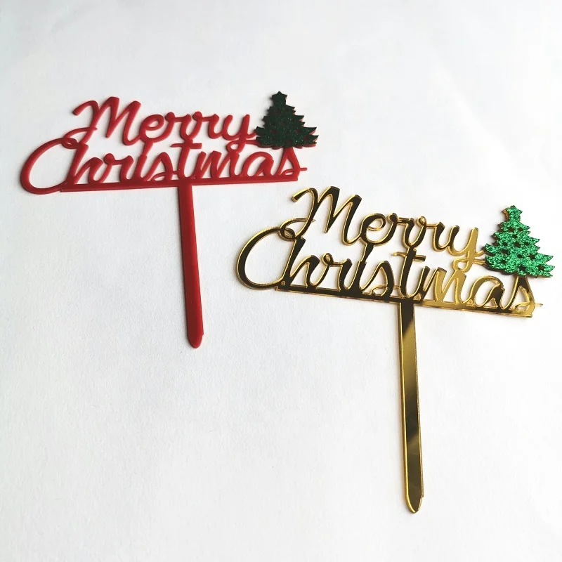 Christmas cake decoration merry christmas acrylic custom cake topper