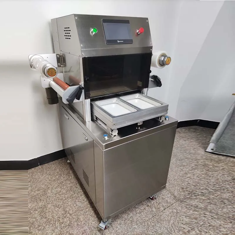 Floor Type Semi Automatic Vacuum Sealer Ready Meal Seafood Salmon Meat Skin Vacuum Packing Machine