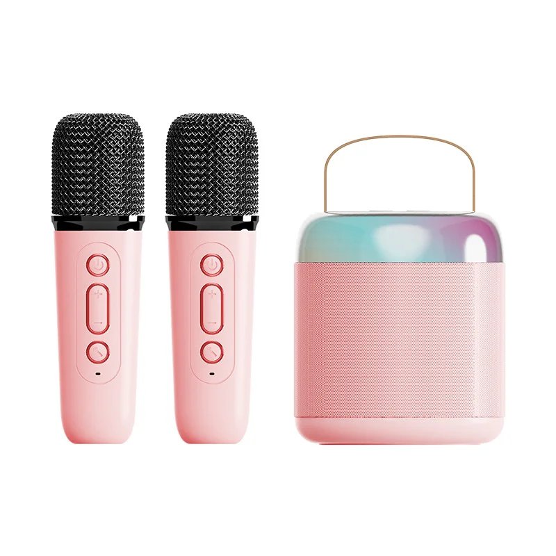 RGB Color Lights Mini Portable Mini BT Karaoke Speaker Handheld Wireless Microphone For Outdoor Family Children