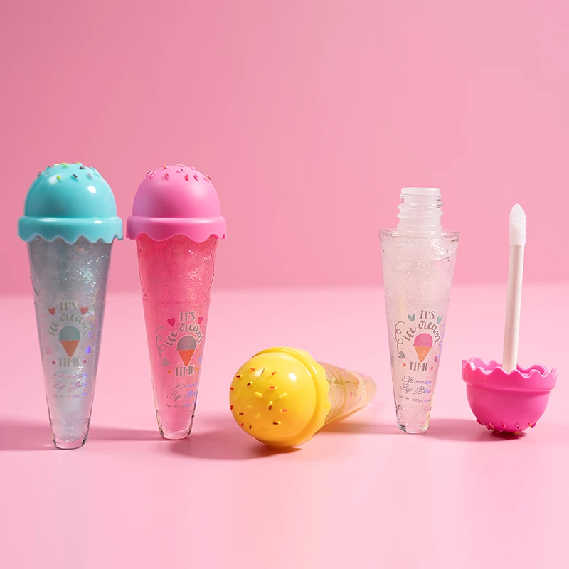 children make up lips moist vegan cosmetics pearly makeup kids lipgloss cute fruited cream shaped lip gloss for kid