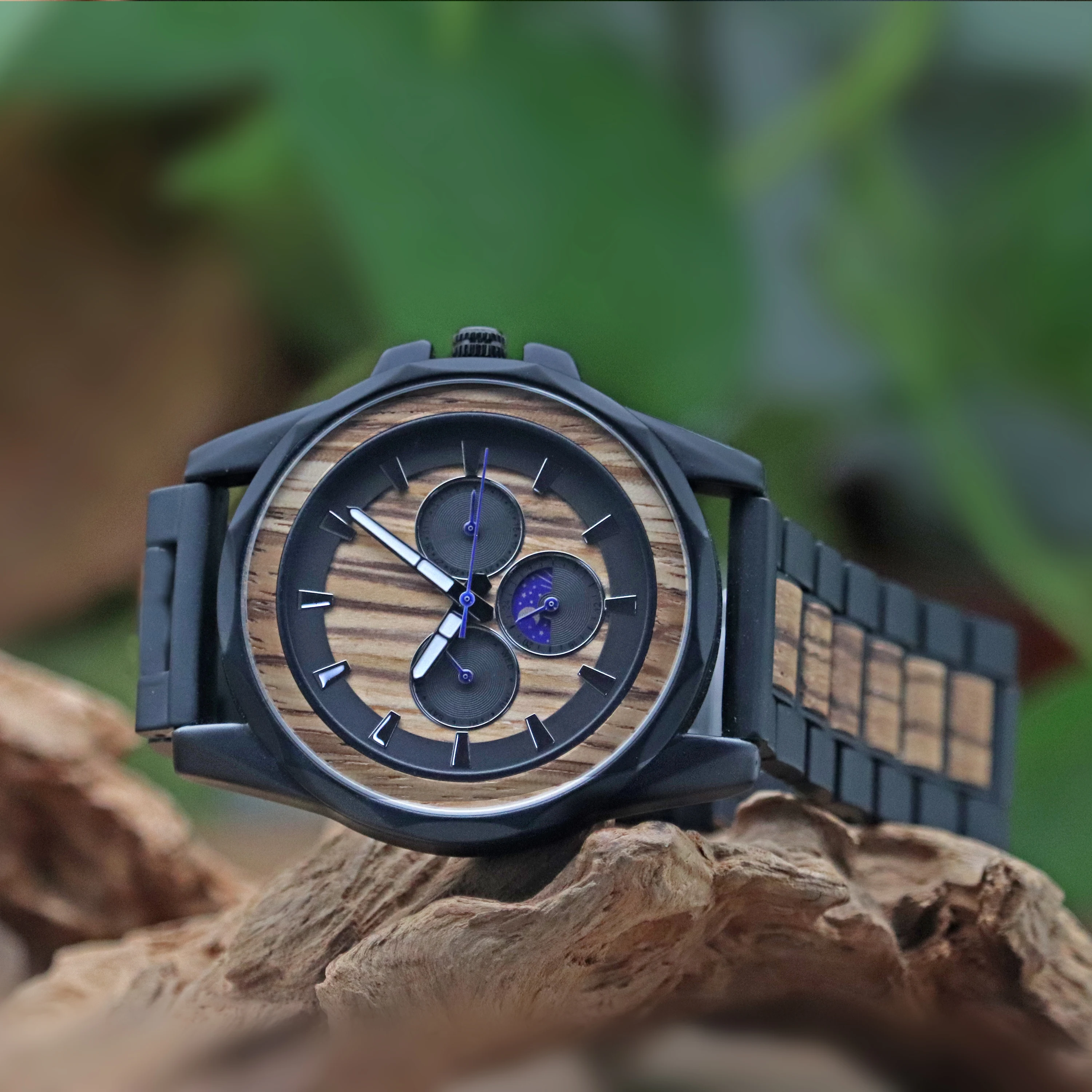 Popular Quartz Chronograph Custom Logo Wood Steel Watches For Men Luxury Stylish Wrist Watch