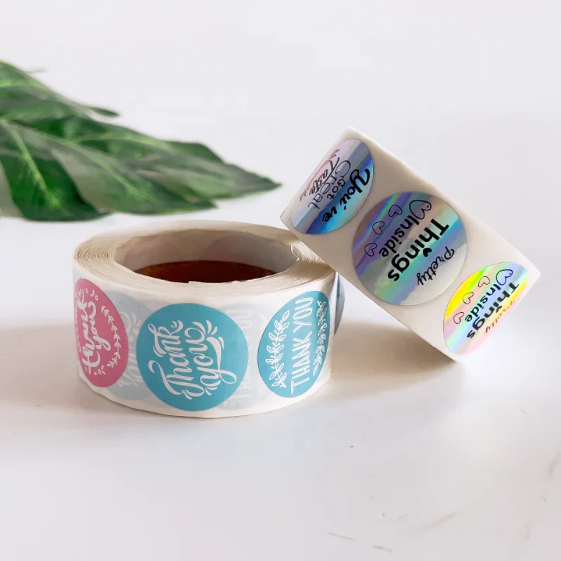 LOPAL Low price china manufacturers customized label thank you sticker label with gold foil hologram glossy finish waterproof