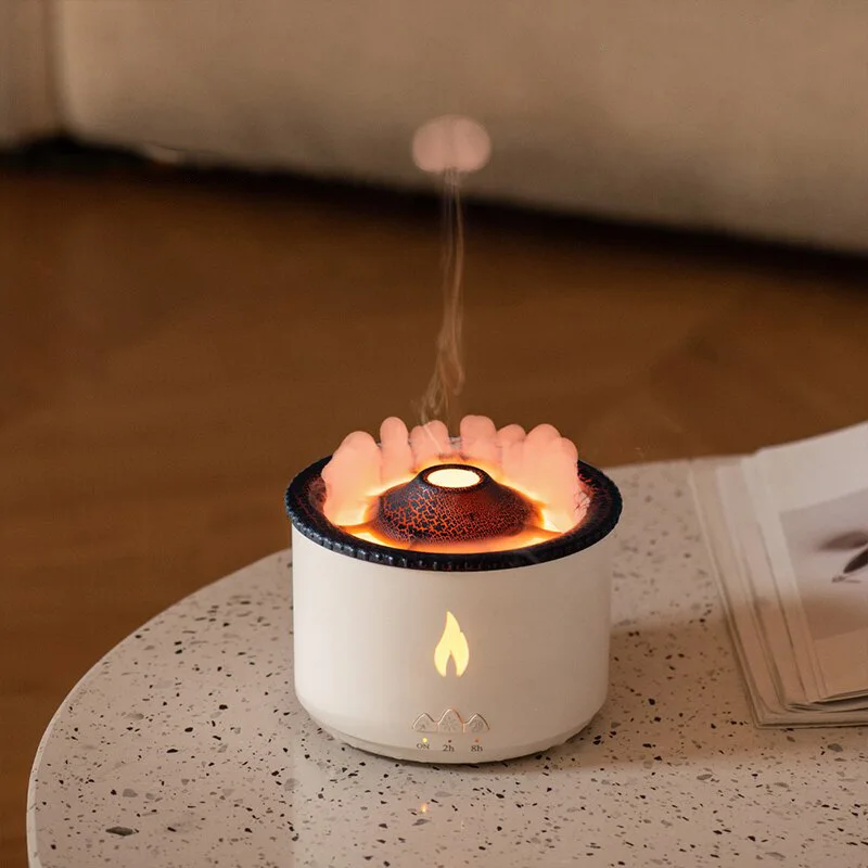 350ML Ultrasonic Flame Aroma therapy Machine Night Lamp Aroma Jellyfish Blue Fire Humidifier for Home Fragrance